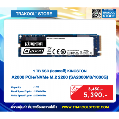 1 TB SSD KINGSTON A2000 PCIe-NVMe M2 2280 (SA2000M8-1000G)