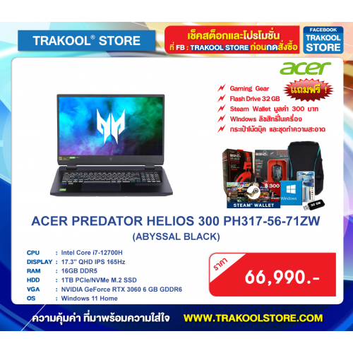 ACER PREDATOR HELIOS 300 PH317-56-71ZW (ABYSSAL BLACK)