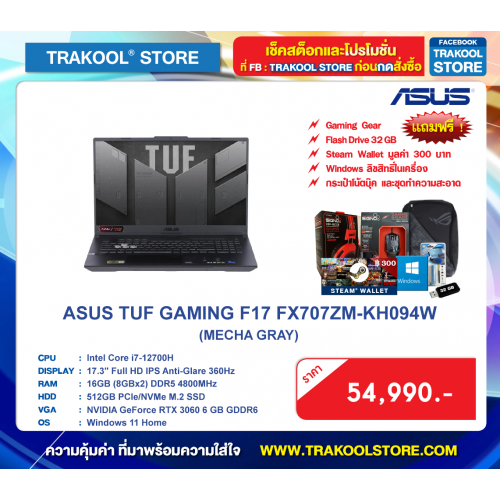 ASUS TUF GAMING F17 FX707ZM-KH094W (MECHA GRAY)